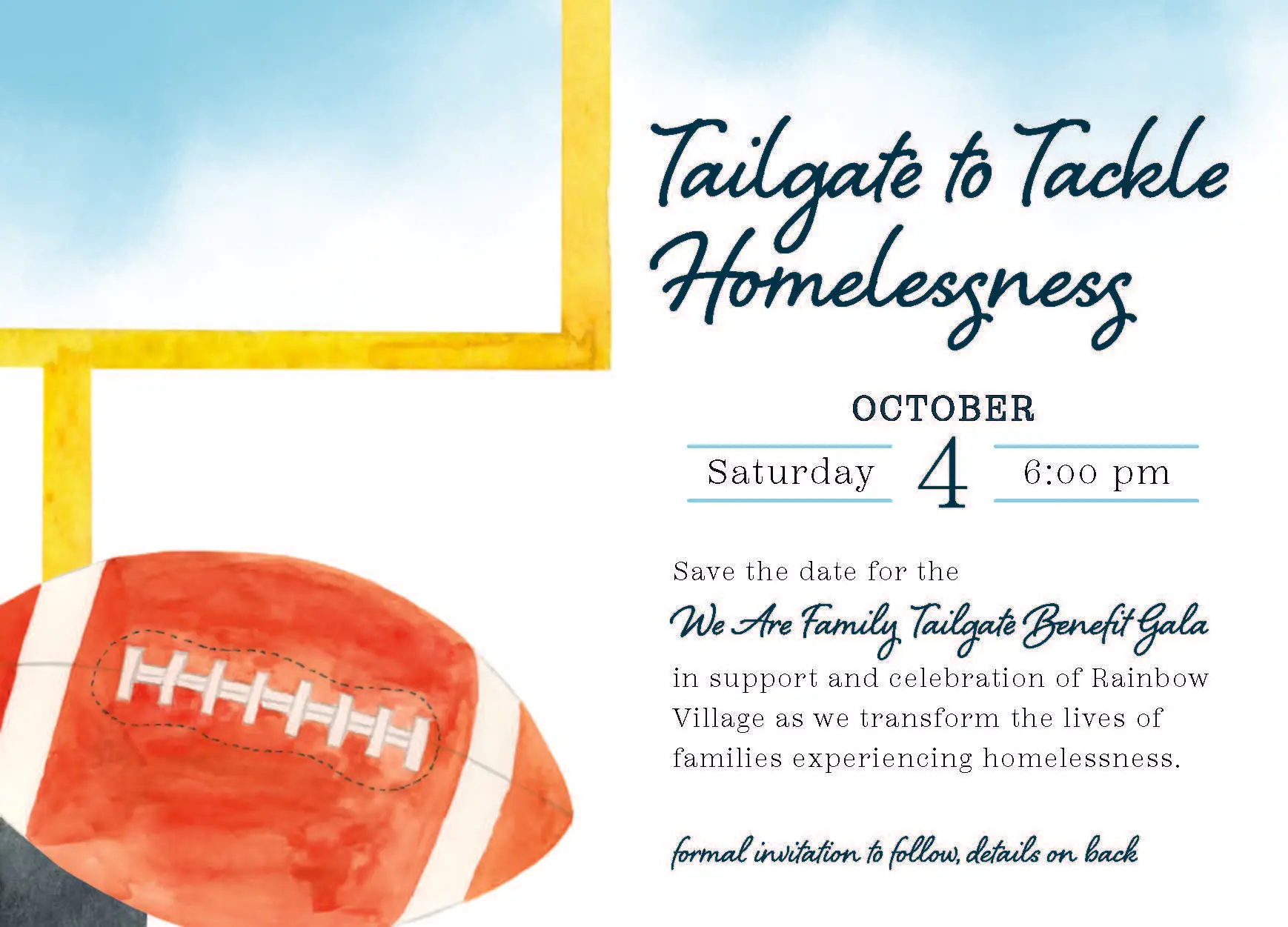 Rainbow Village Tailgate & Tackle Homelessness